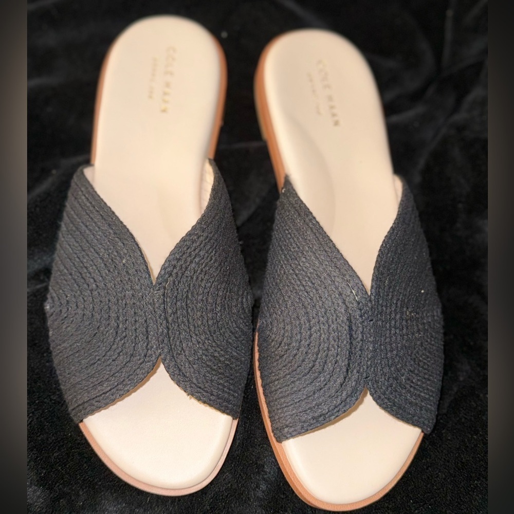 Cole Haan Black Mules with Elegant X-Pattern New without tags Sz8.5